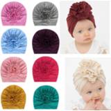 👉 Beanie baby's meisjes kinderen 16 Colors Flower Baby Hat Infant Newborn Elastic Solid Cotton Cap Turban Hats for Girls Kids Accessories Photo Props