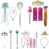 👉 Glove blauw Elsa Jewelry Blue Set Crown Magic Wand Gloves Wig Braid Neclace Birthday Party Friends Children Decoration Anna