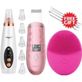 👉 Make-up remover silicone Professional Face Cleansing Kit Vacuum Blackhead Ultrasonic Skin Scrubber Facial Brush Electric Clean Set