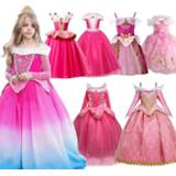 👉 Dress rood meisjes kinderen Girl Fancy Deluxe Sleeping Beauty Halloween Princess Costume Party Aurora Up Kids Red Layered Christmas Pageant Ball Gown