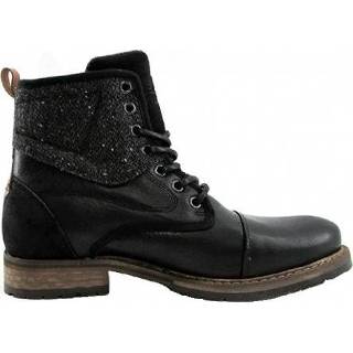 👉 Veterboots male zwart herenschoenen medium rubber fleece Bullboxer veterboot winterwarm