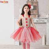 👉 Dress meisjes mannen kinderen Girls Miss Gingerbread Man Costume Festive Kids Xmas Christmas Book Week Fancy Tutu Outfit Children Tulle Party