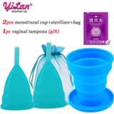 Tampon silicone vrouwen 2pcs Menstrual Cup Women Period Medical Grade Lady Feminine Hygiene Collector Gift Vaginal Tampons