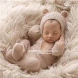 👉 Rompertje baby's meisjes Vintage Teddy Bear Romper Newborn Knitted Baby Girl Outfit Clothes Set Photography Props Fuzzy Infant Angora Overall Photo Shoot