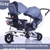 👉 Bike baby's kinderen Twin Baby Stroller Double Seat Child Tricycle Kids Rotatable Three Wheel Light Protable Pushchair