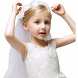 👉 Dress wit meisjes Girls' First Communion Veils Girls Fashion Floral Headpiece Veil Flower Crown Wedding Hair Accessories White without comb