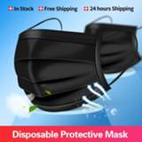 👉 Zwart In Stock Free shipping Black Disposable Mask Non-wove Face Mouth Masks Melt Blown Cloth Anti-Dust Earloops Mascarillas