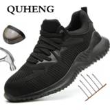 👉 Veiligheidsschoen steel QUHENG Men Safety Shoes Boots Breathable Work Toe Cap Puncture-Proof Non-slip Free Shipping