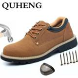 Veiligheidsschoen steel QUHENG Men's Safety Shoes Boots Toe Winter Sneakers Anti-smashing Construction Protective Free Shipping