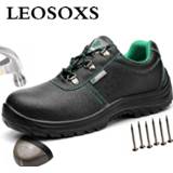 👉 Veiligheidsschoen leather steel LEOSOXS Work Safety Shoes Men Anti-slippery Boots Deodorant Genuine Toe Cap Puncture-Proof Dropshipping