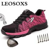 👉 Veiligheidsschoen steel 48 vrouwen LEOSOXS Indestructible Men and Women Toe Cap Work Safety Shoes Breathable Mesh Anti-static New Sneakers Big Size