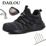 👉 Veiligheidsschoen steel DAILOU Men Work Safety Shoes Breathable Toe Working Boots Male Anti-smashing Construction Sneakers Plus Size