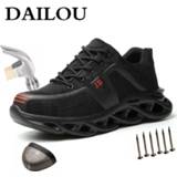 👉 Veiligheidsschoen steel 48 vrouwen DAILOU Men's Toe Work Safety Shoes Protective Anti-smashing Mid Sole Comfort Men and Women Mesh Sneakers Big Size