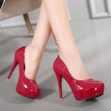 Shoe leather vrouwen 2019 HOT Women Pumps Patent Pointed Toe 12CM Waterproof platform Wedding Office High Heel shoes woman