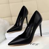 👉 Shoe large vrouwen Women Shoes Pointed Toe Pumps Dress thin High Heels Boat Wedding code Zapatos Mujer