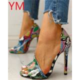 👉 HOT Women Pumps New Shoes Peep toe Sexy High Heels Ladies Party Stiletto & Enlargers Female Wedding Snake Print Heels Zapatos