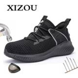 👉 Veiligheidsschoen 48 XIZOU Men Safety Shoes Boots Breathable Work Puncture-Proof Construction Casual Anti-Static Deodorant Big Size