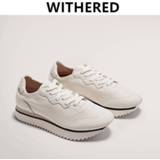 👉 Shoe wit leather vrouwen Withered causal shoes england style simple white women thick sole genuine sneakers woman