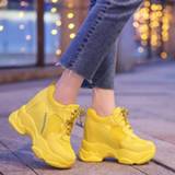 👉 Sneakers geel oranje vrouwen Soft Casual Thick Sneaker Platform Summer Breathable Mesh Women's Shoes Flat Yellow Sports Female Orange 2020