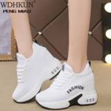 👉 Shoe rubber vrouwen Round Toe Female Sports Shoes Platform Women Vulcanized Woman Spring Lace-up Sneakers Casual Wedges New