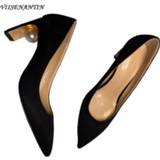 👉 Shoe suede leather vrouwen Pearl Decor Strange Heel Women Pumps Shoes Pointed Toe 2020 Autumn New Stylish Dress for Female Elegant