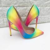 👉 Stiletto large vrouwen 2020 autumn new rainbow high heels women's 12cm color matching size sexy single shoes