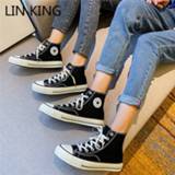 👉 Shoe canvas vrouwen LIN KING Winter Shoes Women Warm Fur Cotton High Top Vulcanized Flats Unisex Couples Lace Up Sneakers