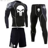 Running short MMA Compression Clothing Men's Punisher Training Jogging skin care kits shorts Leggings T-shirt 3 piece tracksuit Men