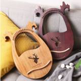 👉 Harp Party Entertainment Solid Wood Clear Sound Concave Design Deer Shaped Musical Instrument 6 Strings Lyre Travel Portable