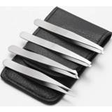 👉 Tweezer steel leather Set Of 4 Professional Stainless Tweezers With Pouch For Ingrown Hair Eyebrows Plucking Daily Beauty Tool
