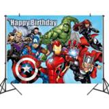 👉 Poster baby's Avengers Birthday Background Cloth Children Baby Hundred Days Theme Party Layout Wall Photography Photos Backdrop