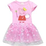 👉 Short sleeve meisjes Peppa Pig Girls Skirts Summer Cotton Cartoon Print Pleated Breathable Dress Cute Girl Birthday Gifts 2