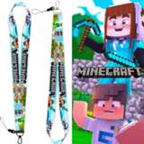 👉 Hanger kinderen Unisex Minecraft Kawaii Steve Mobile Phone Lanyard Alex Hanging Neck Rope Creative Case Pendant Chain Key Gift for Kids