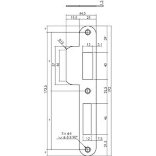 👉 Sluitplaat 192x25x1,5mm tbv 72pc SKG sluitkom 8714186487600