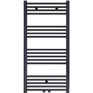 👉 Design radiatoren mat zwart midden Nile Gobi Designradiator 110x60cm Geborsteld midden-onderaansluiting 8719304417002