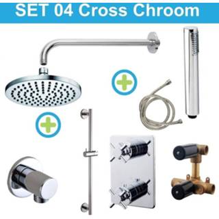 👉 Regendouche set chroom kranen Wiesbaden inbouw 04 Cross 8719304171874