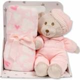 Teddybeer roze polyester root antraciet Nursery Time fleecedeken met 75x90 cm 5035320410500