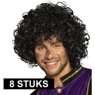 👉 Pruik volwassenen 8x Roetveeg Pieten pruiken de luxe voor