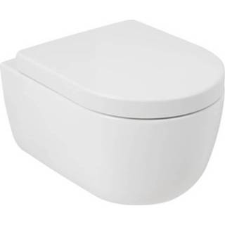 👉 Hangend toilet wit keramiek wand spoel Plieger Nola compact diepspoel Rimless inclusief zitting met softclose en quickrelease, mat 8711238393155