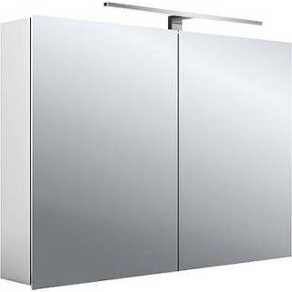 👉 Aluminium Emco Mee speigelkast 100 cm met 2 deuren en LED-verlichting, 4018445118002