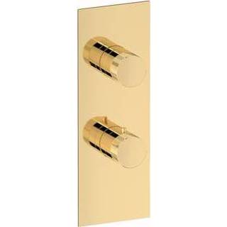 👉 Goud messing wand tweegreeps Plieger Roma thermostatische inbouwdouchekraan met omstel, 8711238402093