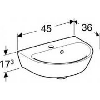 👉 Fontein wit renova Geberit 45 cm 1 kraangat zonder overloop KeraTect, 4025416220589