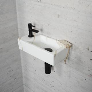 👉 Fonteinset zwart mat Carrara Marmerlook Wiesbaden Color (kraangat links) 8719304725695