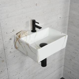 👉 Fonteinset zwart mat Carrara Marmerlook Wiesbaden Color (kraangat midden) 8719304725794