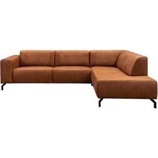 👉 Hoekbank microleer bruin Otis rechts - cognac Leen Bakker 8714901756325