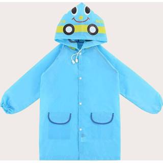 👉 Regenjas polyester One-Size blauw kinderen Cartoon grafische met capuchon voor