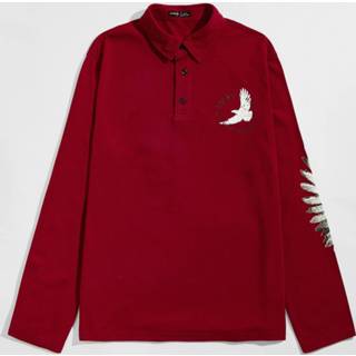 👉 Poloshirt katoen rood mannen Casual Dieren voor man Voorpand met Knoopjes