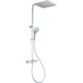 👉 Hoofddouche chroom Bewonen Shine thermostatische stortdoucheset - 20cm handdouche 3-standen vierkant 7423454320365