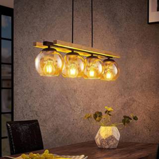 Hanglamp amber glas a++ Lindby Enrique balk hanglamp, amber, 4-lamps
