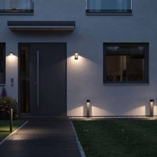 👉 Buitenwandlamp zwart aluminium warmwit a+ Paulmann Capea LED buiten wandlamp